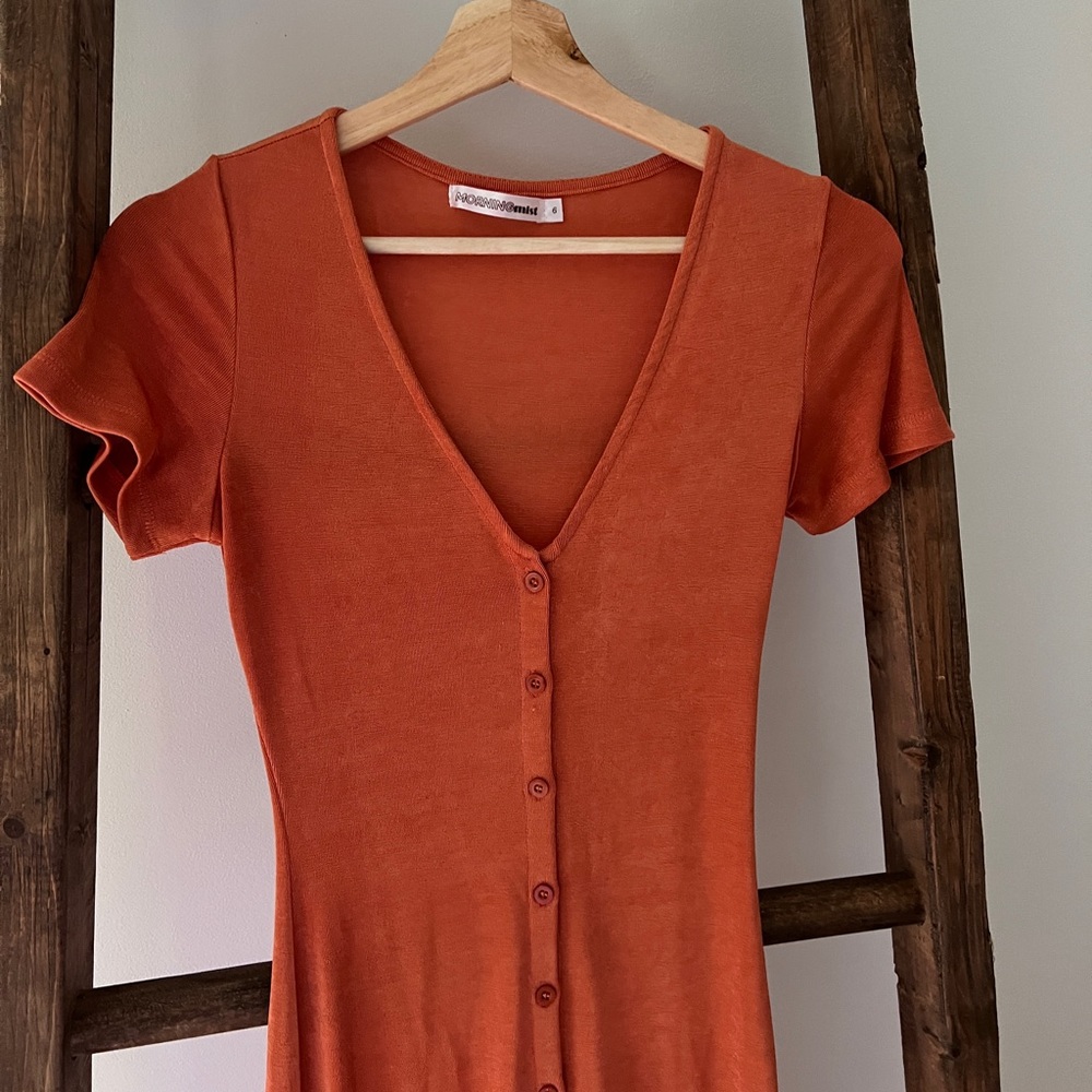 Burnt orange midi dress